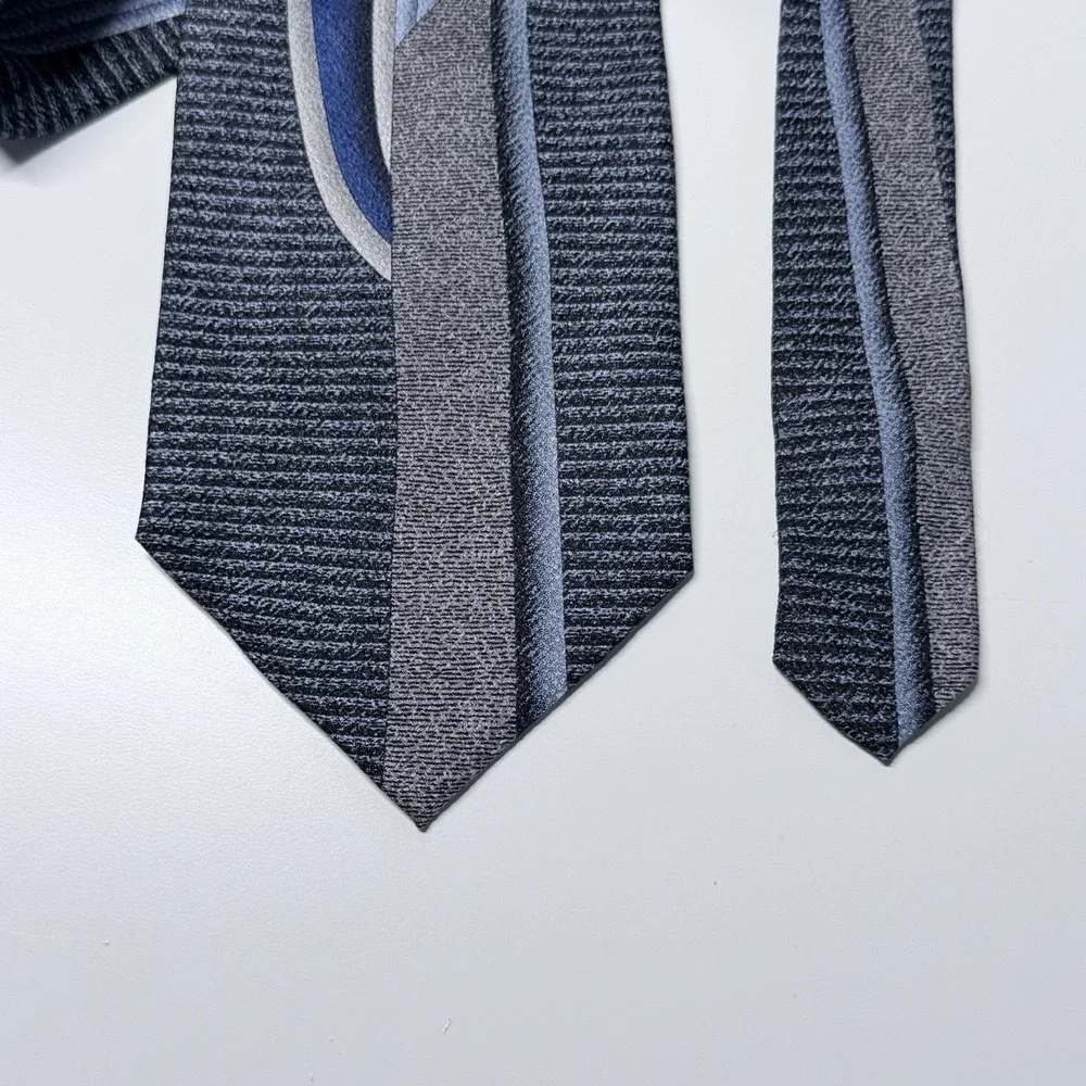 Don Jonathan Blue‎ Gray Striped Necktie Retro Executive Office Core Power Tie